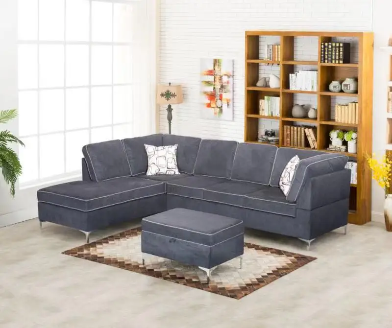 2021 new model l shaped sofa living room corner sectional   wholesale sofa with ottoman American  European style sofa
