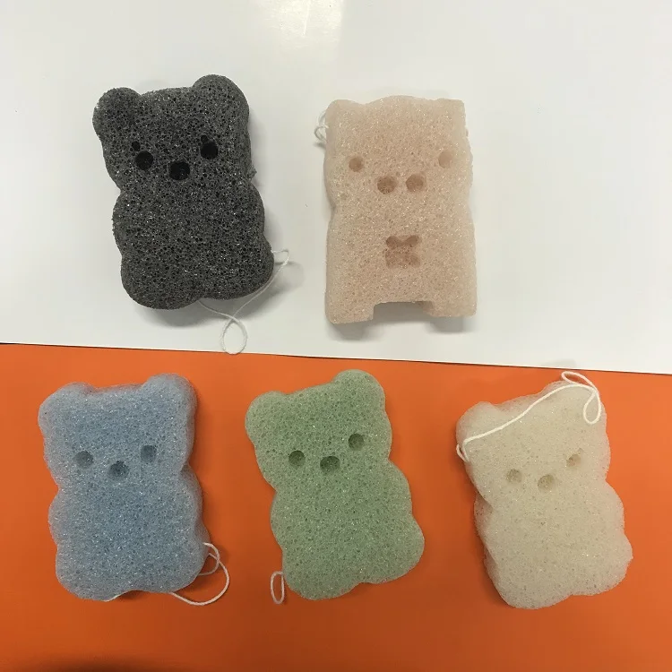 Разноцветная губка konjac в форме медведя индивидуальная упаковка детская
