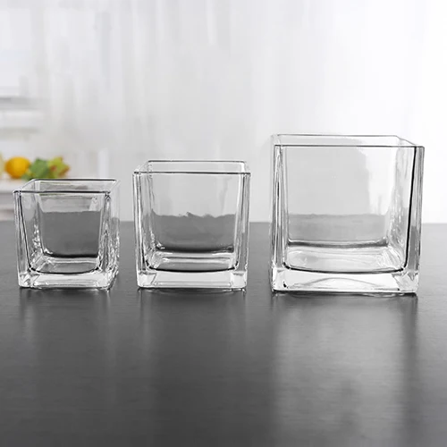 square glass pot for water plants/clear glass vase for flower arrangement/wedding favor table decoration centerpiece