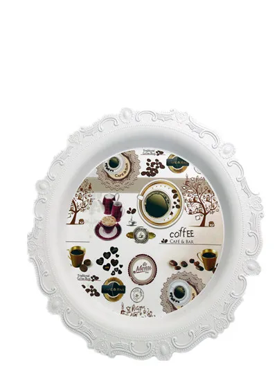 Лидер продаж, круглый пластиковый нескользящий поднос, 35 см, резиновый нескользящий поднос