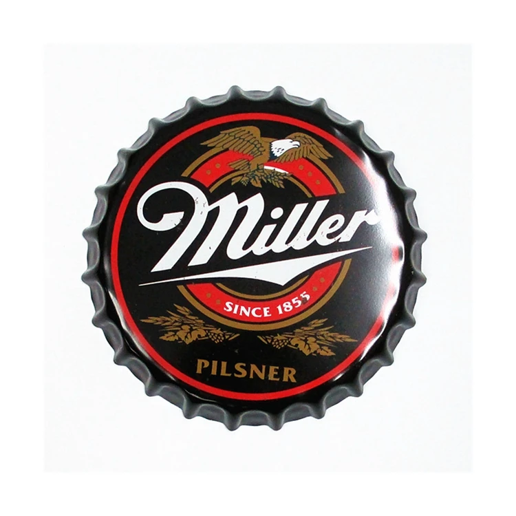 
Customize made tin round hanging beer metal sign for wall 
