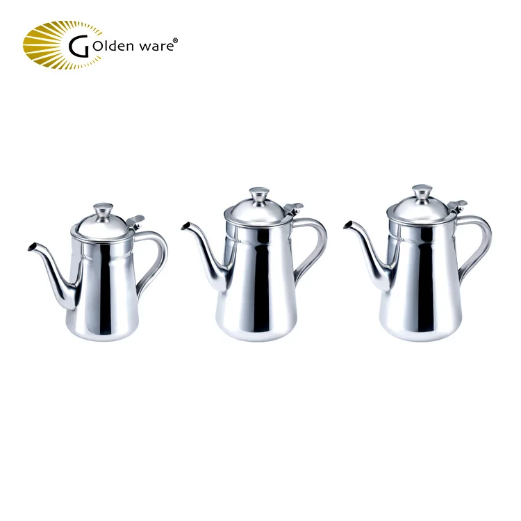 
Golden Ware Custom hotel restaurant supplies 1.2L 1.5L 2L stainless steel coffee tea pot set 