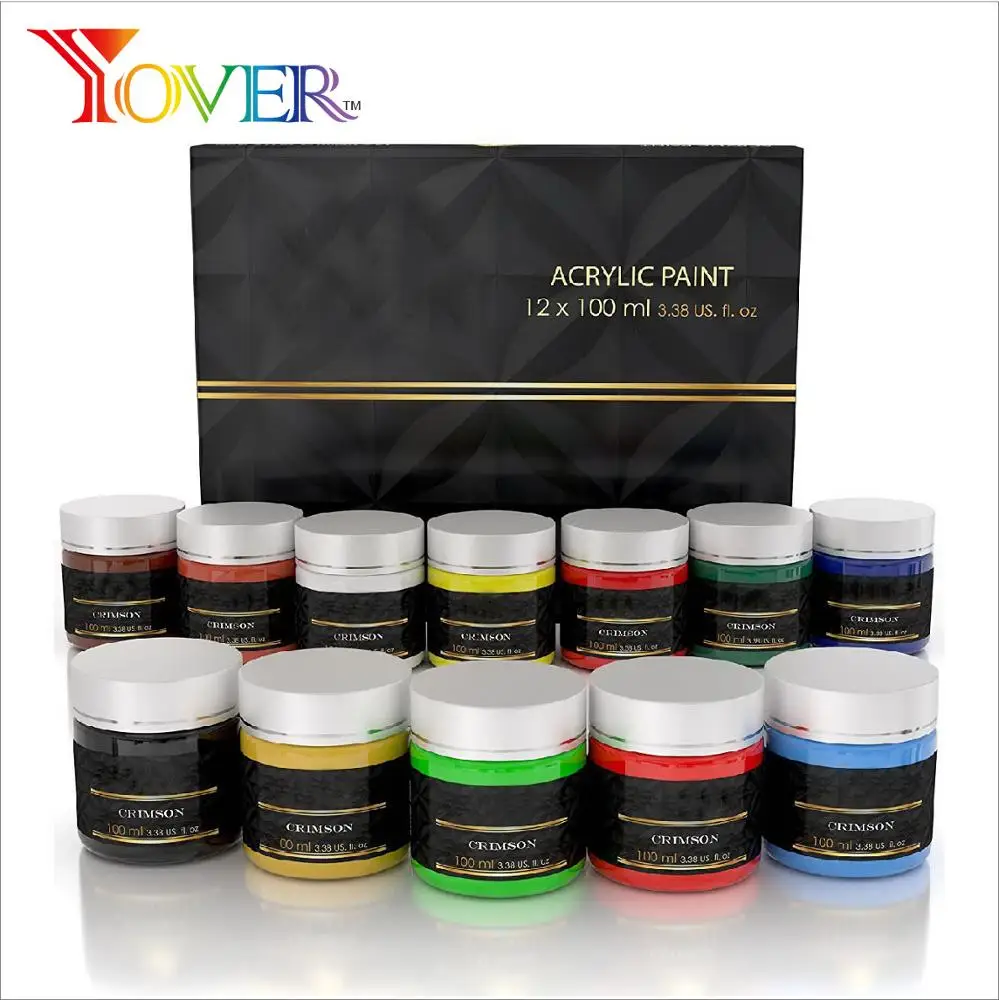 12pcs 100ml Jumbo Acrylic Paint in Plastic Tank