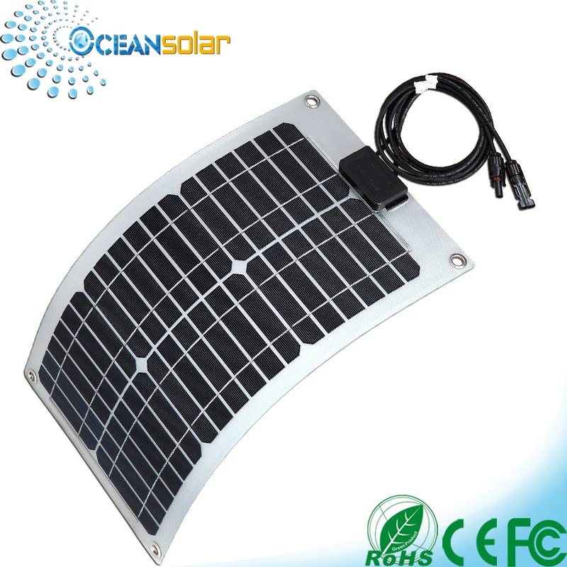 High efficiency waterproof total black 20w 12v ETFE semi flexible solar panel for boat rv system