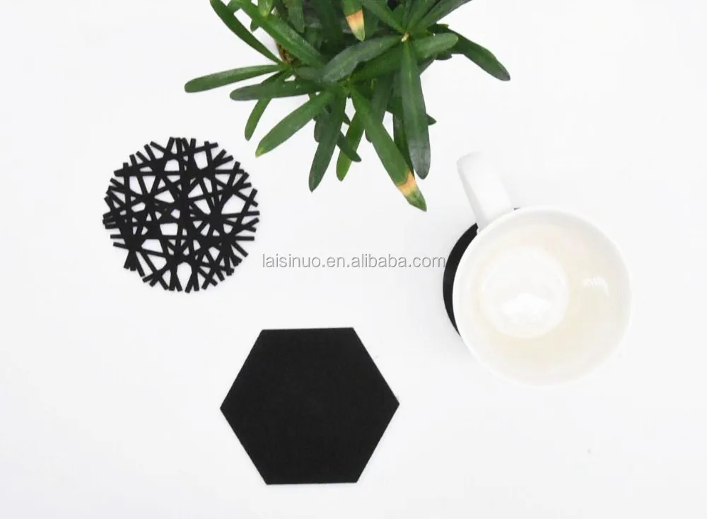 Customized Design Placement Cheap Black Drink Coasters Felt Coasters For Sale