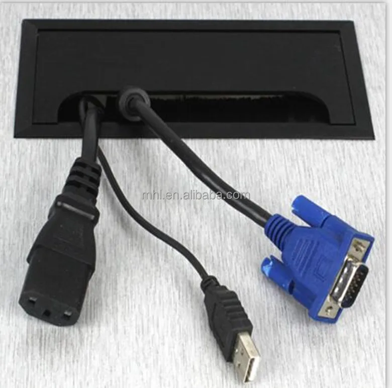 Aluminum Cable Grommet Box Office desk desktop Sockets