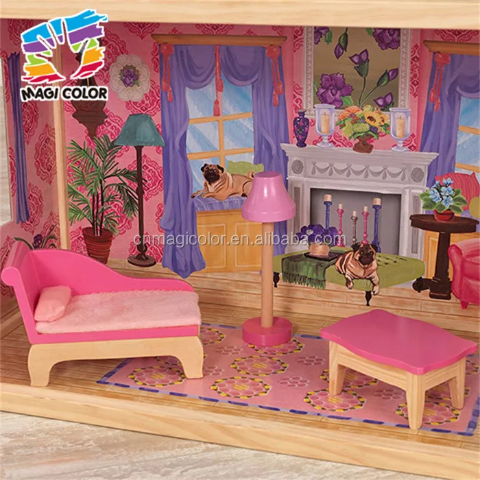 wholesale children luxurious and attractive wooden modern dollhouse new design kids toys gifts wooden modern dollhouse W06A223