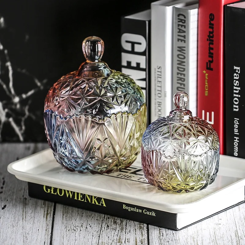 Machine pressing cheap transparent glass candy jars and lids