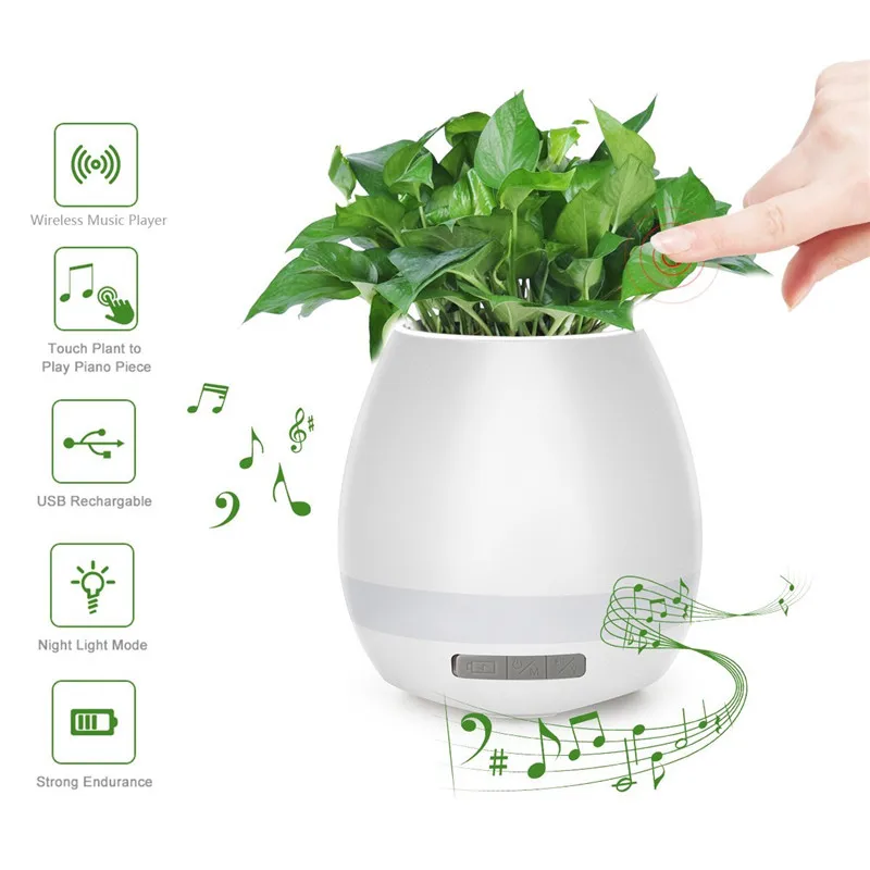 2017 Smart Touch Красочные Night Light цветочный горшок мини аккумуляторная беспроводной bluetooth-динамик