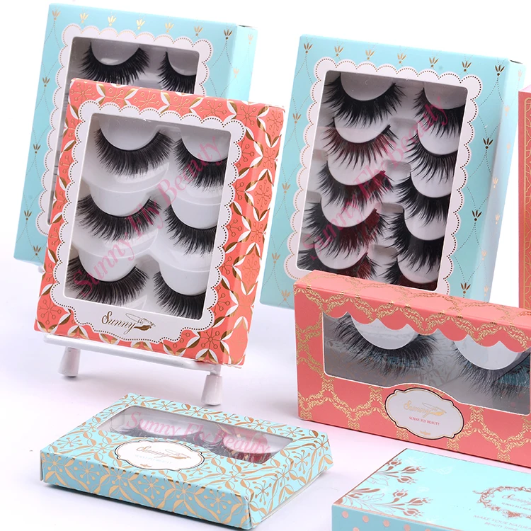 
Cheap 3 pack plastic private label human hair false eyelashes packaging label trays 