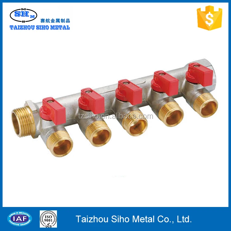 Поставщик латунных манифолей для подогрева пола, профессиональные китайские резьбовые стандартные приборные многоколлекторные клапаны, нормальная температура воды