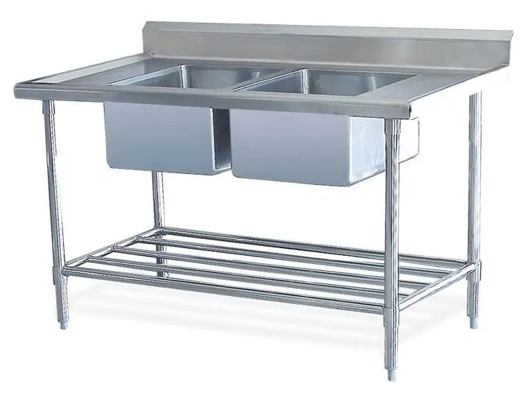OEM ODM 430 304 201S/S Commercial Kitchen Sink with S/S Solid Shelf Aluminum Corner Bracket for