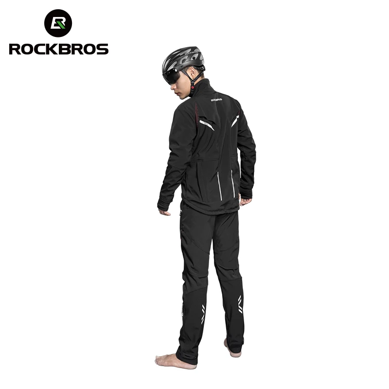 ROCKBROS Long sleeve Cycling Sets Winter Thermal Fleece Jersey  Windproof Reflective Rainproof Riding sportswear cycling jacket