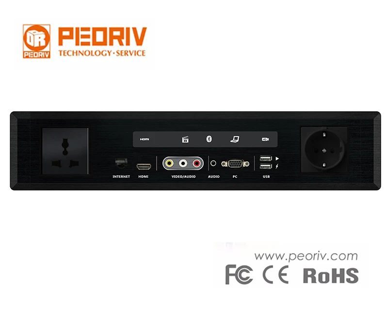 
Advanced aluminum brush conference room media hub for conference table 