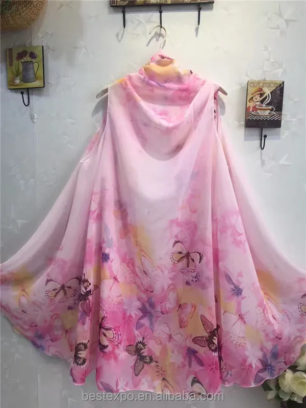 wholesale summer chiffon butterfly pattern tops women oversized beach clothing boutique silk blouses