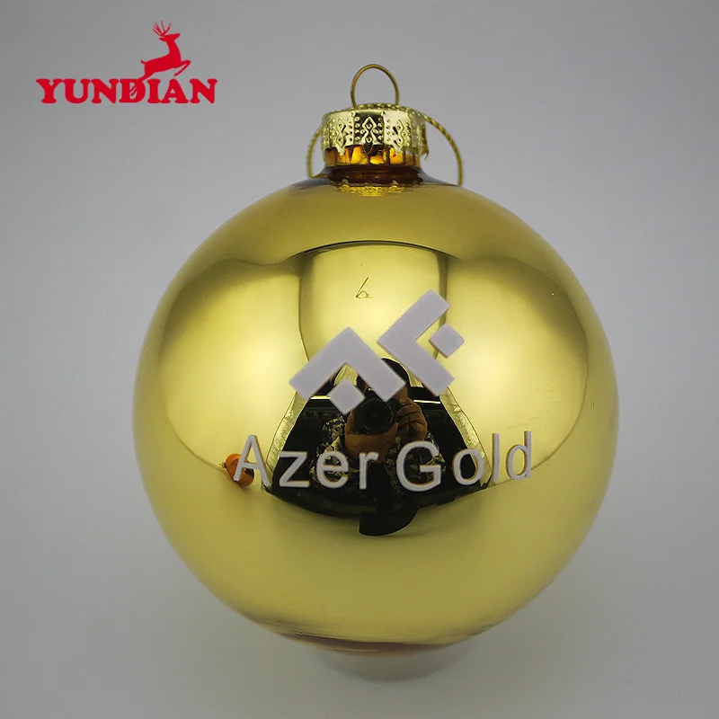 Высококачественный декоративный зеркальный стеклянный Рождественский шар с логотипом