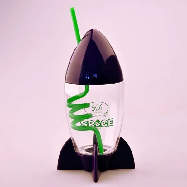 
Kids water bottle rocket shape drinking with sipper straw 