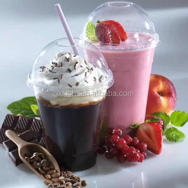 Smoothie Clear Plastic Cup Dome Lid With Hole