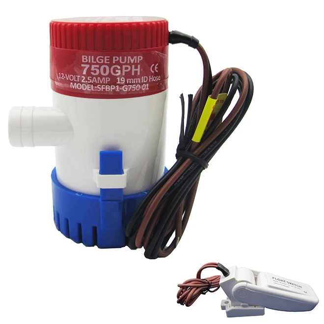 Singflo 750gph electric bilge pump with float switch/submersible bilge water pump 12v 24v