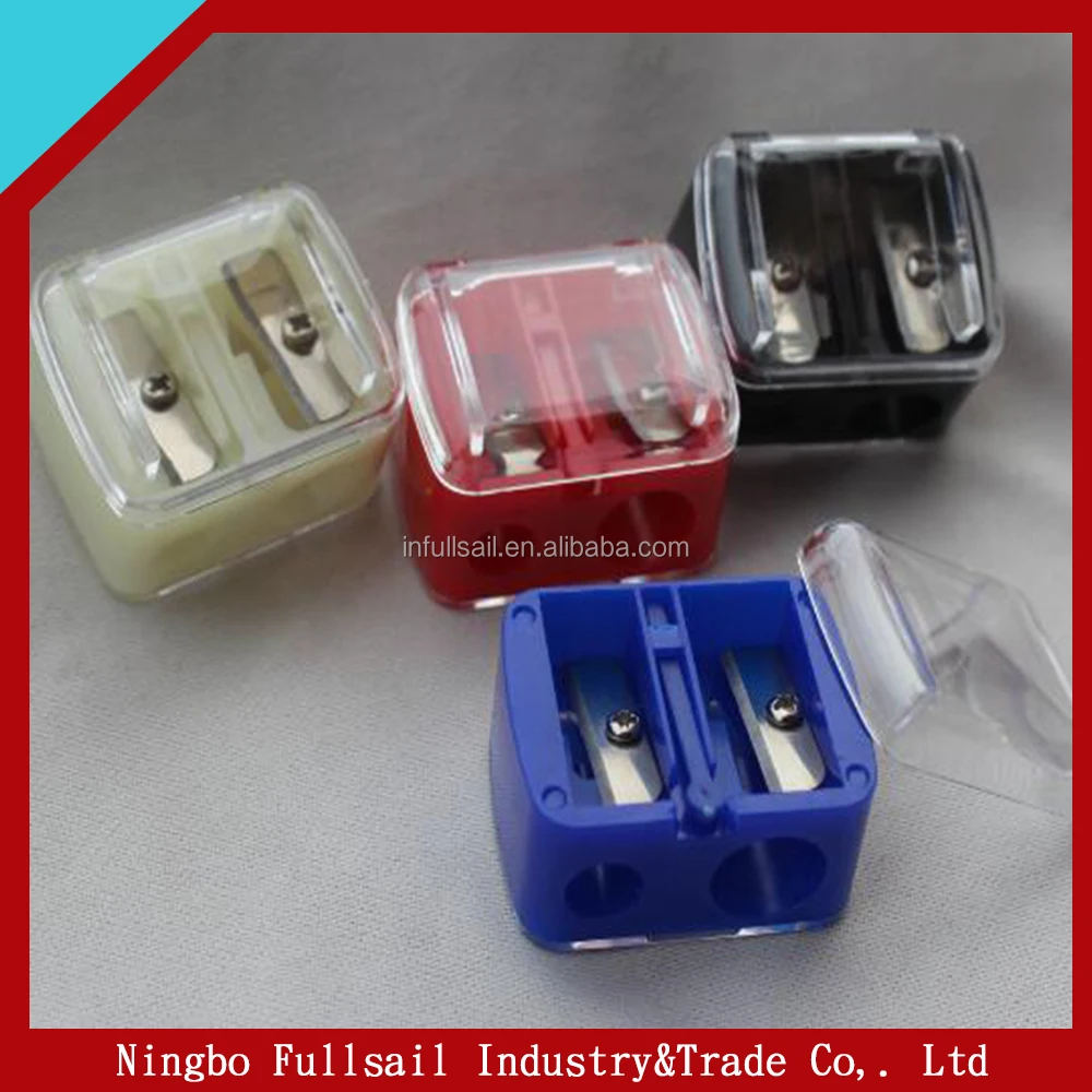 
Double Holes Plastic Cosmetic Pencil Sharpener For Eyebrow Lip Liner Eye Liner With Cleaner 