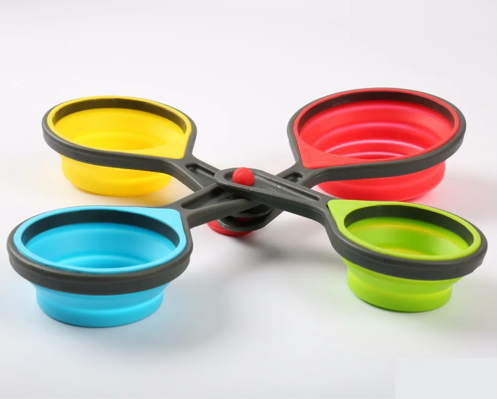 promotion Portable Collapsible Silicone Measuring Cup Spoons