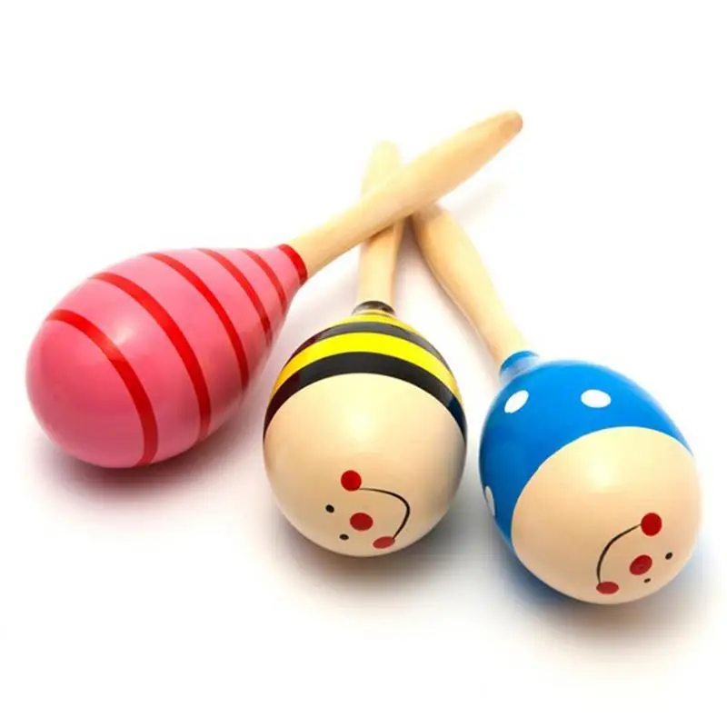 1PC Baby Wooden Ball Toys Baby Rattles Sand Hammer Musical Toy Instrument Sound Maker Baby Attetion Training Toy Random Color