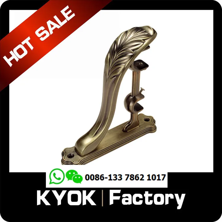 KYOK windows accessories brass curtain rods and brackets ,28*19mm double brass curtain pole brackets