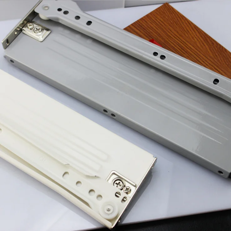White Painting 86mm 118mm Metal Box Drawer Slide with plug