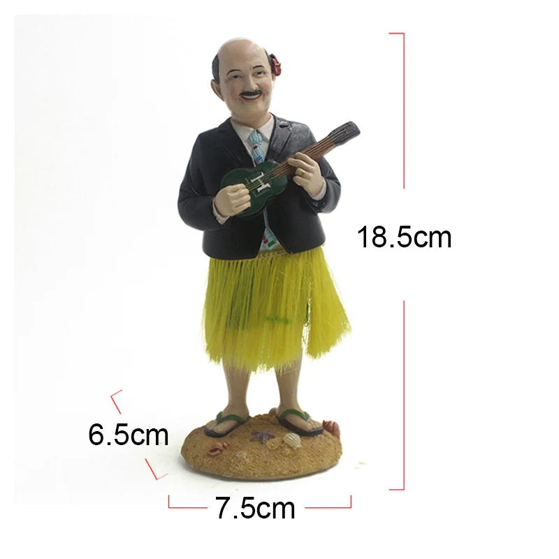 Resin custom music grass skirt man shake head gift beach male bobble head
