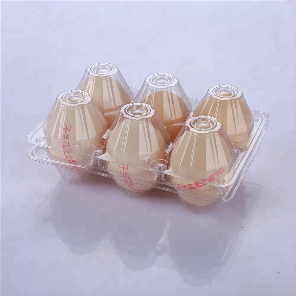 Transparent Clamshell 6 cell plastic egg tray box carton