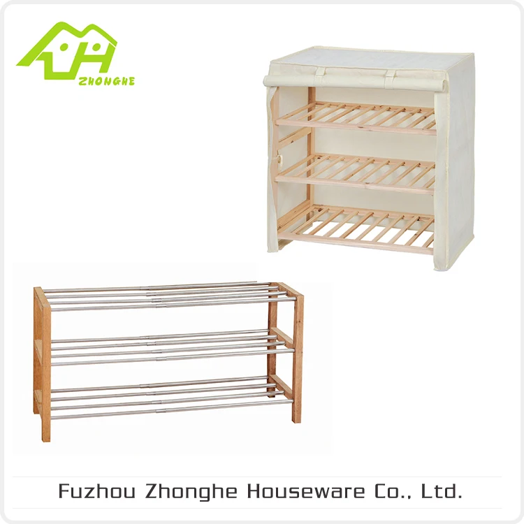 3 layers bathroom corner storage wooden shoe rack bracket wholesale