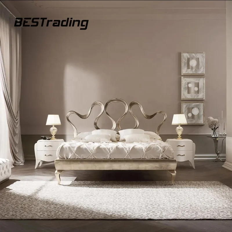 Modern Luxury Furniture King Size Bed French Bed Home Furniture Bedroom Furniture Soft Bed 100% Solid Wood King\queen Size