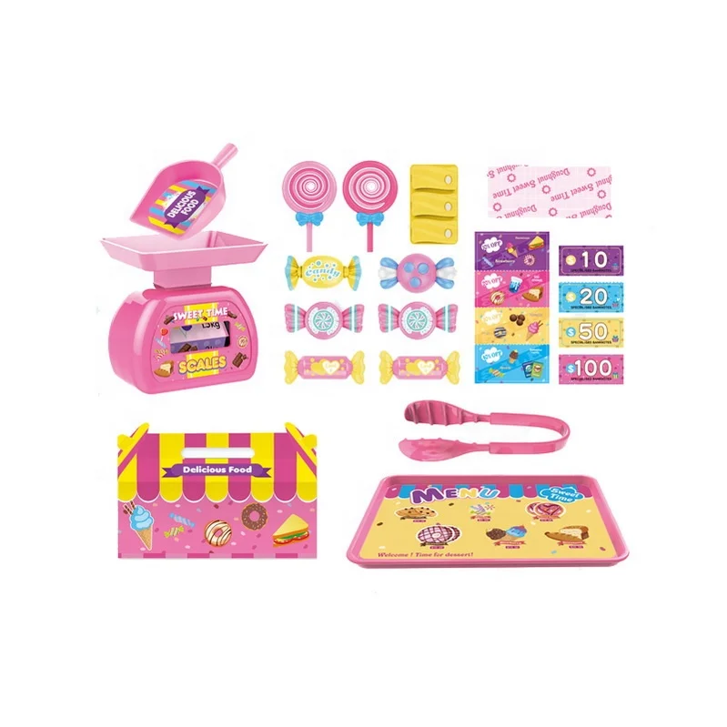 EPT Toys Pink girls candy food shopping cashier toy supermarket pretend play toy set