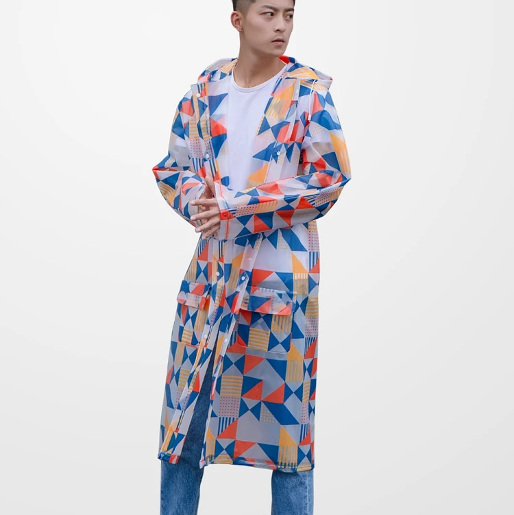 2019 new EVA plastic full printing rain coats for adult durable using