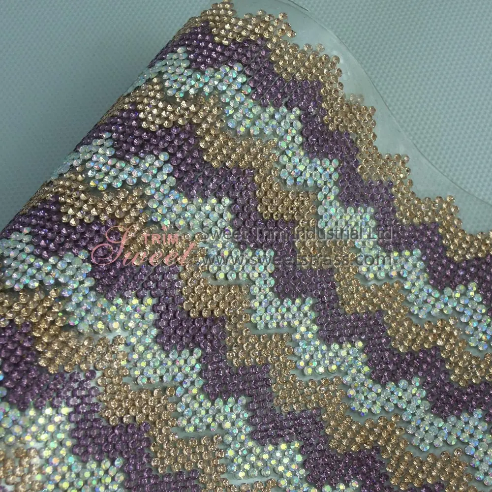 factory wholesale hotfix rhinestone Trimming Mesh for shoes bag garment