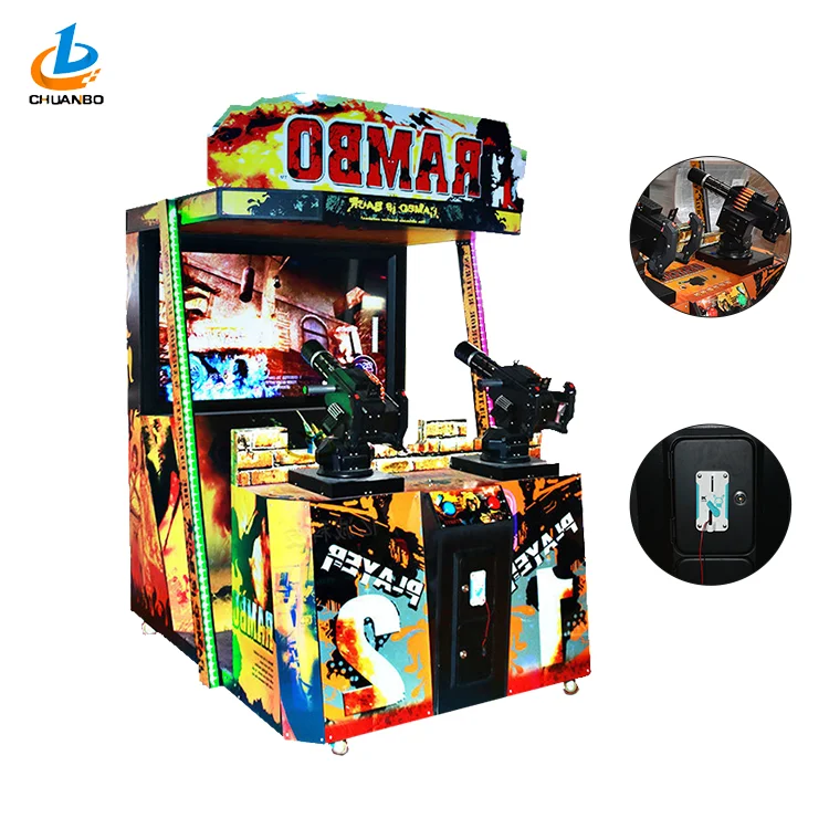 Реальная привлекательность и визуальный удар монета управляется Rambo пистолет стрельба игры машина