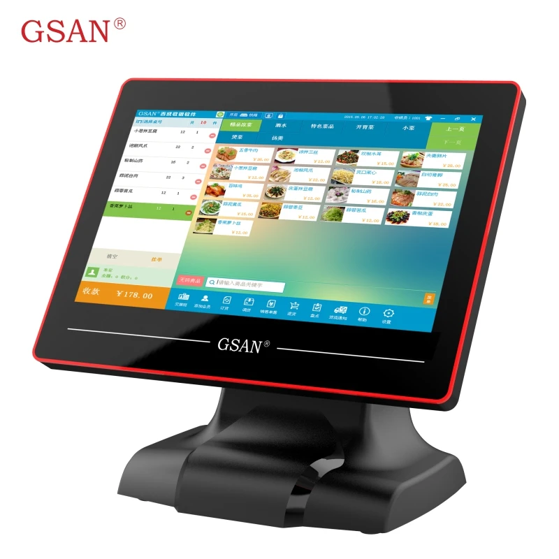GSAN 15 6 дюймовая безрамочная сенсорная pos-система все в одном с клиентским дисплеем VFD