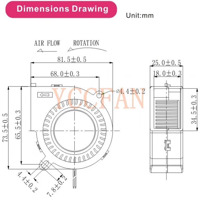 High Speed Centrifugal Fan 75*25mm 7525 DC Blower Fan 12V  DC Powerful Pressure Fan For Hay Mower