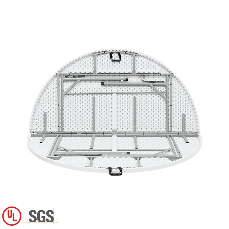 Wholesale white round foldable table outdoor wedding banquet 4FT plastic folding table for dining