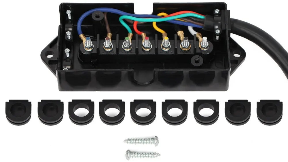 Trailer Wiring Junction Box for 7 Way Trailer Wire Connectors Wire Harness RV, Boat, Camper, Towing