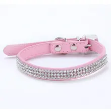 3 Rows Bling Rhinestone Small font b Pet b font Dog PU Leather Buckle Cute font