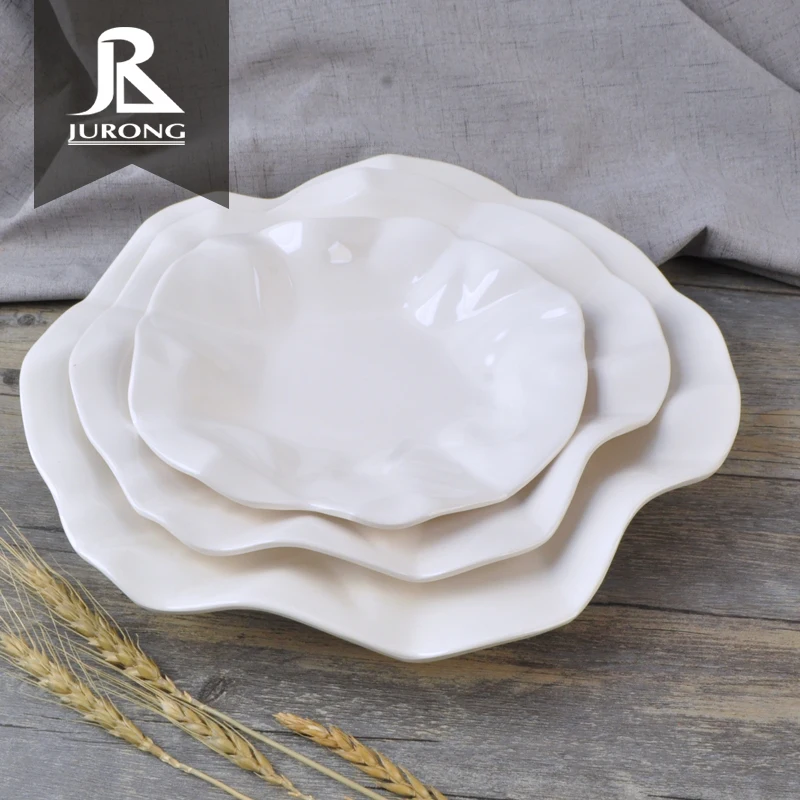 New product ruffle round white cheap charger canape restaurant melamine salad plate