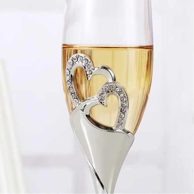 NEW 200-300ML Long Wedding Champagne Wine Glasses Crystal Silver Plated Toasting Flutes Cup for Party Decoration Gifts