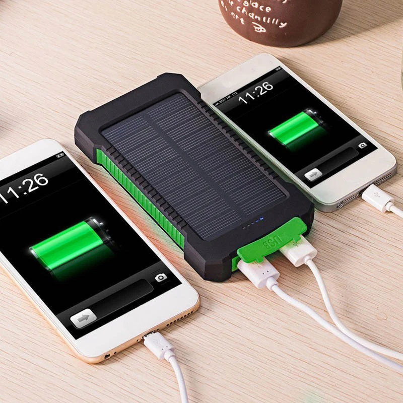 FOVigour 10000mah outdoor solar power charger with LED light waterproof solar charger portable