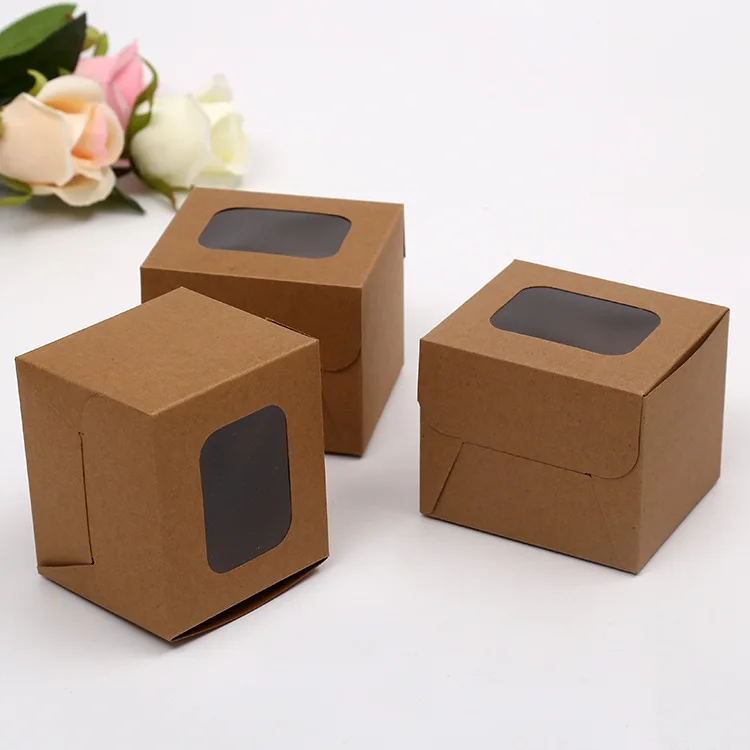 
Recycled brown small or big Kraft paper cookies snack food take out container box 