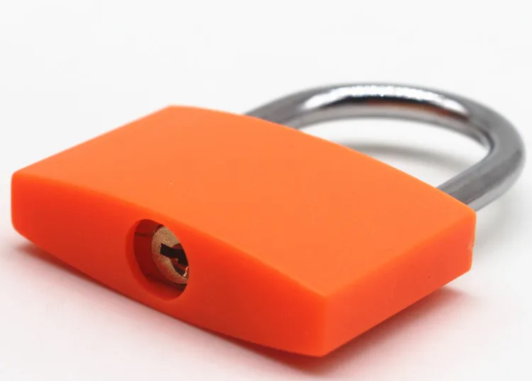 OEM small decorative travel luggage bag diary gift lock colorful plastic coated jaket rubber cover brass padlock