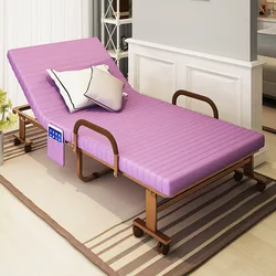 Складная кровать с регулируемым подголовником, толстый матрас со стальным ремнем и Эва (65 см)