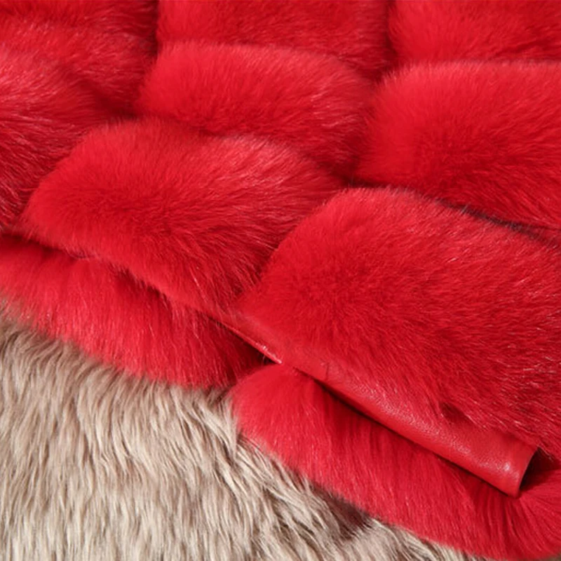 Women real fox fur vest winter fur fashion leather waistcoat lady fox fur gilet with hood