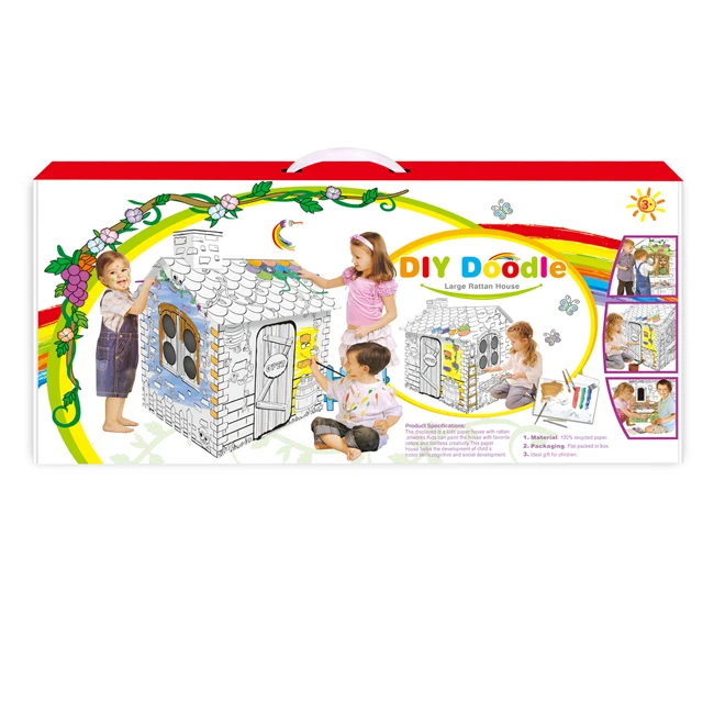 Toy factory kids cardboard DIY house 3D painting toy