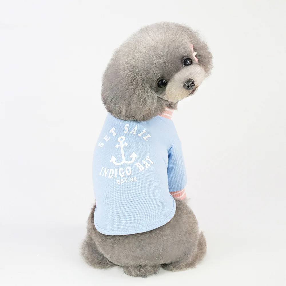 JXANRY Spring Summer New Pet Apparel Cat Clothing Dog Cotton Vest Coconut Embroidered Dog Shirt Pet Anchor Pattern Wholesale